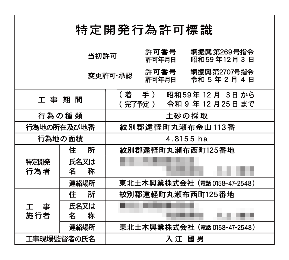 特定開発行為許可標識