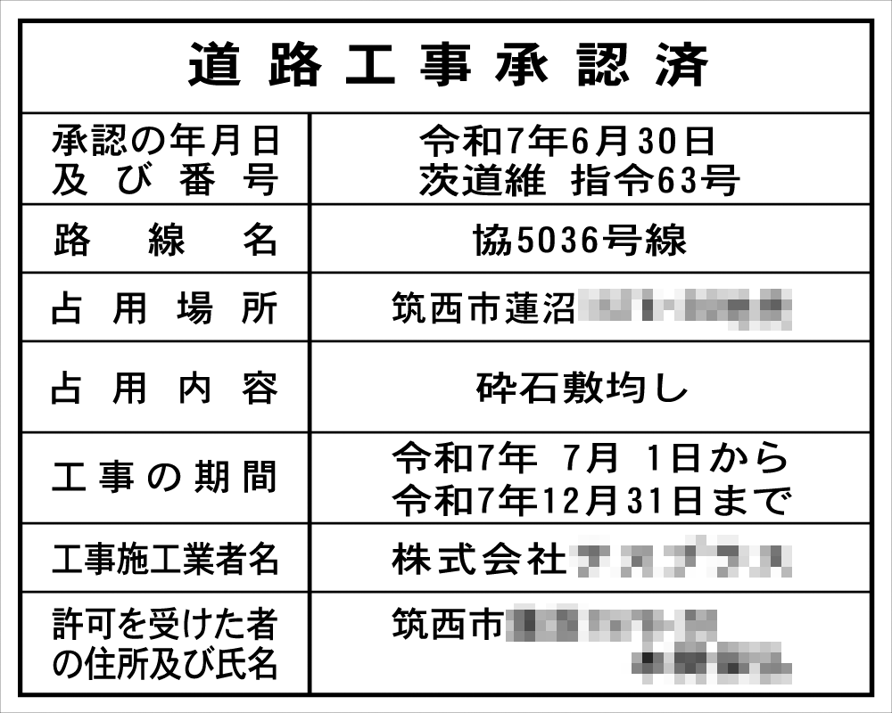 道路工事承認済標識(2)